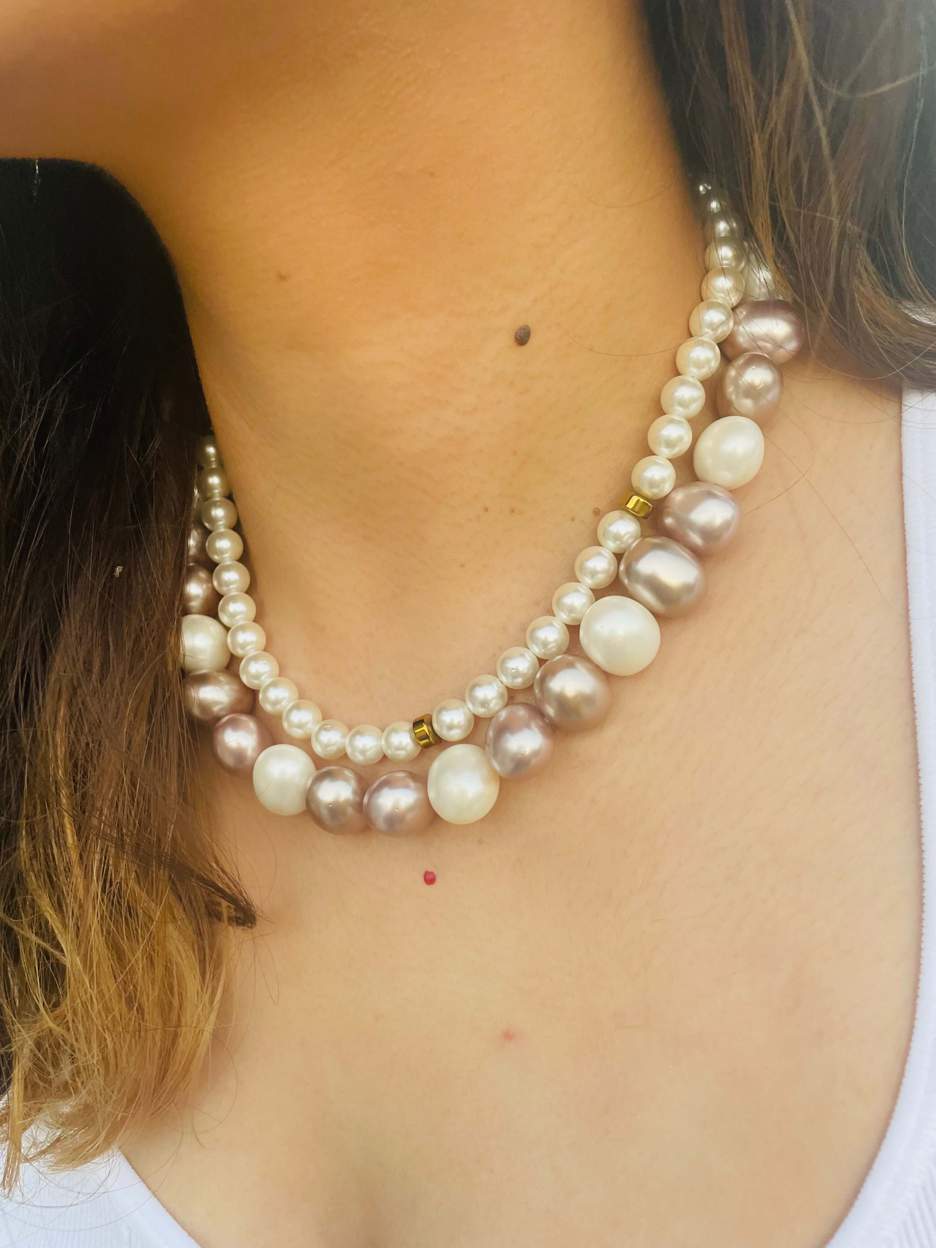 Dual-tone Pearl Necklace